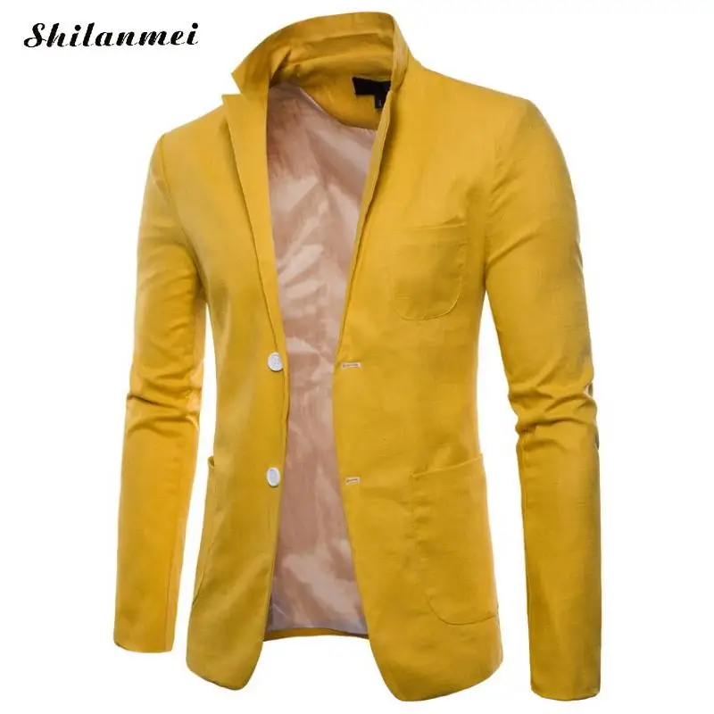 Новинка 2018 Мужской Блейзер костюм куртка тонкая мода приталенный мужской
