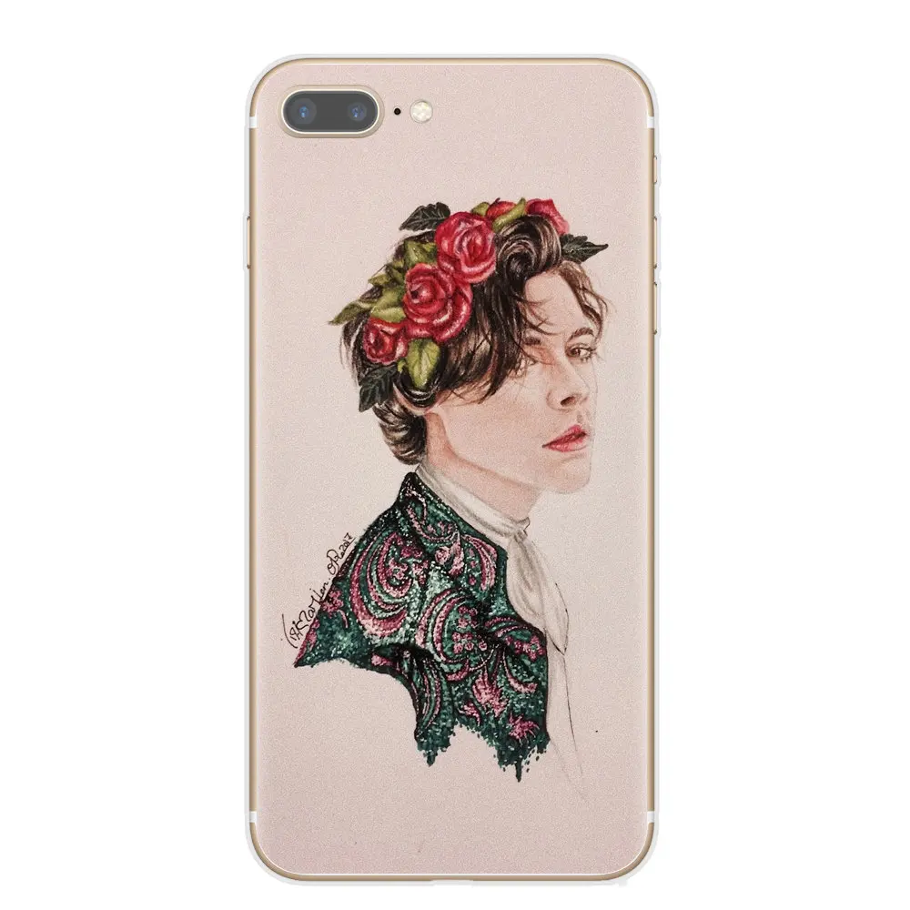 One Direction Harry Styles, розовые цветы, мягкие ТПУ чехлы для телефонов, чехол для iPhone 1 Pro X XR XS Max 8 7 6 6S Plus 5S SE, задняя крышка