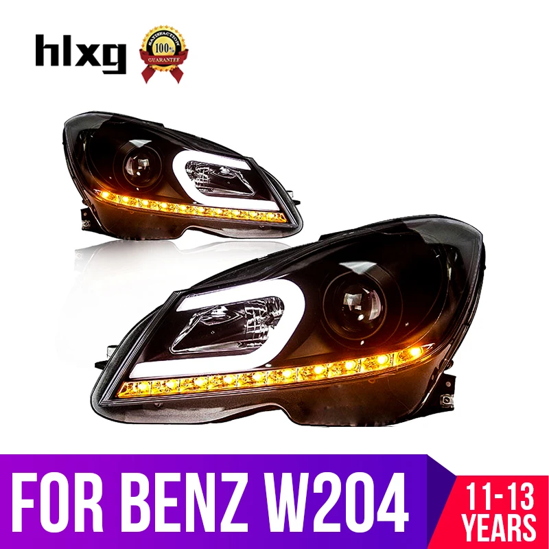 Hlxg для Mercedes Benz W204 2011 2012 2013 светодиодный автомобиль фары в сборе t10 drl поворотники