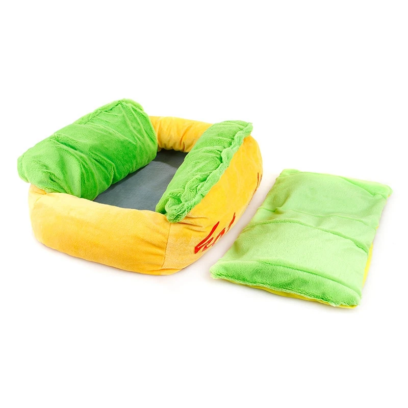 Removable and Washable Teddy Autumn Winter Warm Hamburger Hot Dog Pet Bed | Дом и сад