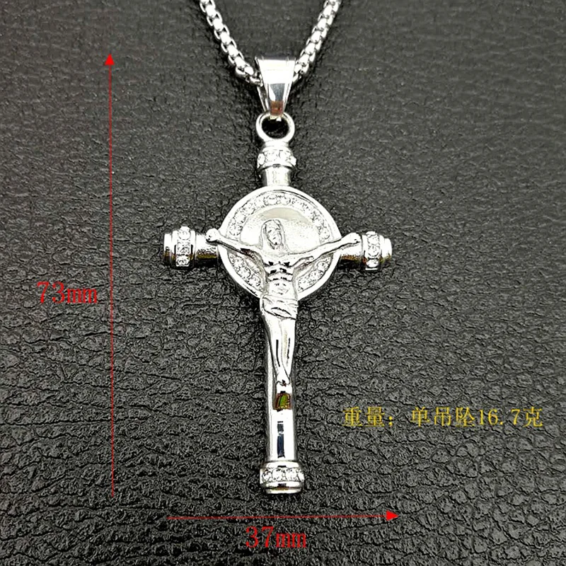 Микро-паве блестящее циркониевое Bling INRI Крест Иисуса Христа кулон Цепочки и