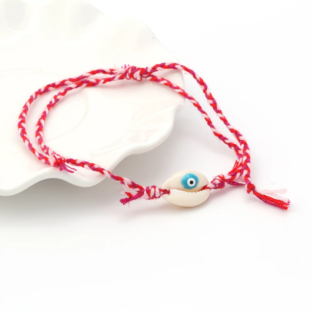 Lucky Evil Eye браслеты из ракушек 6 цветов плетёный браслет ручной работы плетеная Турецкая память для женщин и девочек ювелирные изделия EY6200