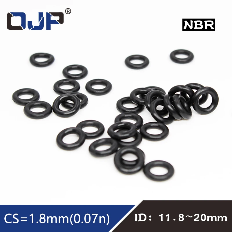 

50PCS/lot Rubber Ring NBR Sealing O-Ring 1.8mm Thickness ID11.8/12.5/13.2/14/15/16/17/18/19/20mm Nitrile O Ring Seal Gasket