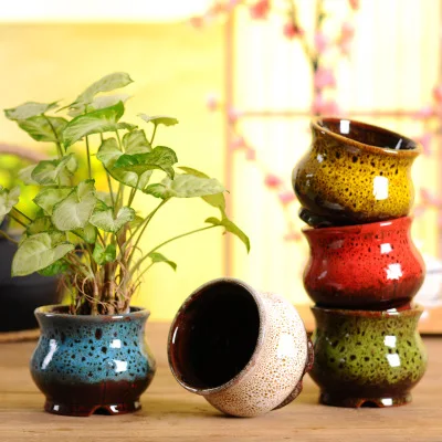 set of 5 INNO керамический горшок для суккулентов для случайного окрашивания/цветочный горшок для кактуса/контейнер/горшок для растений, набор из 5 цветов - Цвет: set of 5