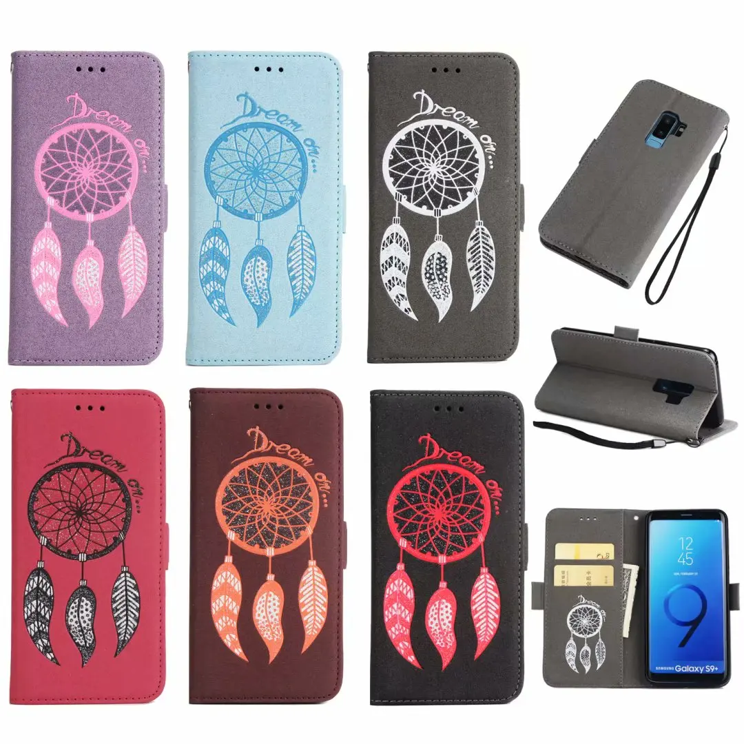 hot fashion Dream Catcher Glitter Leather Cover phone Case For Samsung Note 8 S8 S7 S9 With Cards Slot pocket |