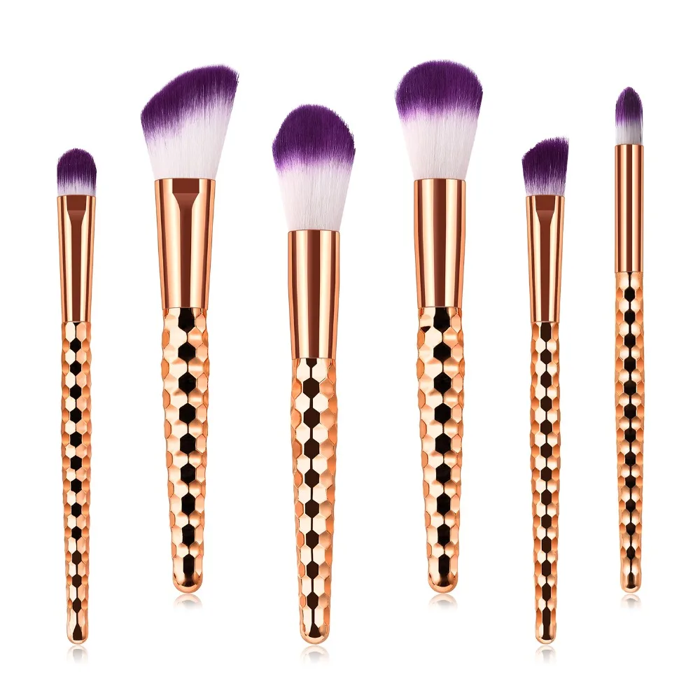6 шт. набор кистей для макияжа розового золота пудра тени век бровей румяна основы