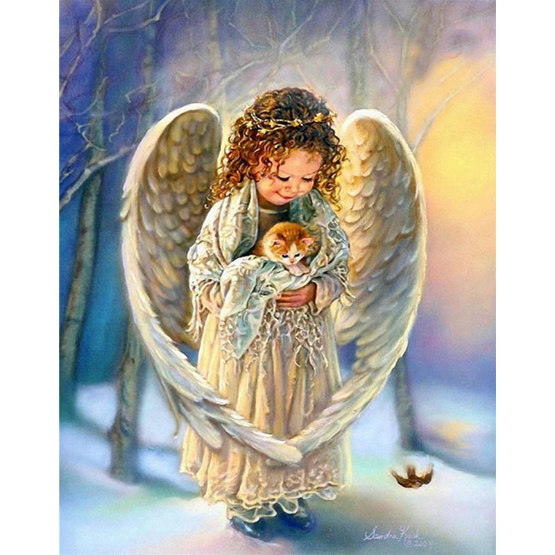 

5d Diy Square Diamond Painting Cross Stitch kits Diamond Embroidery 3d Diamond Mosaic pattern Resin Angel Portrait D1207