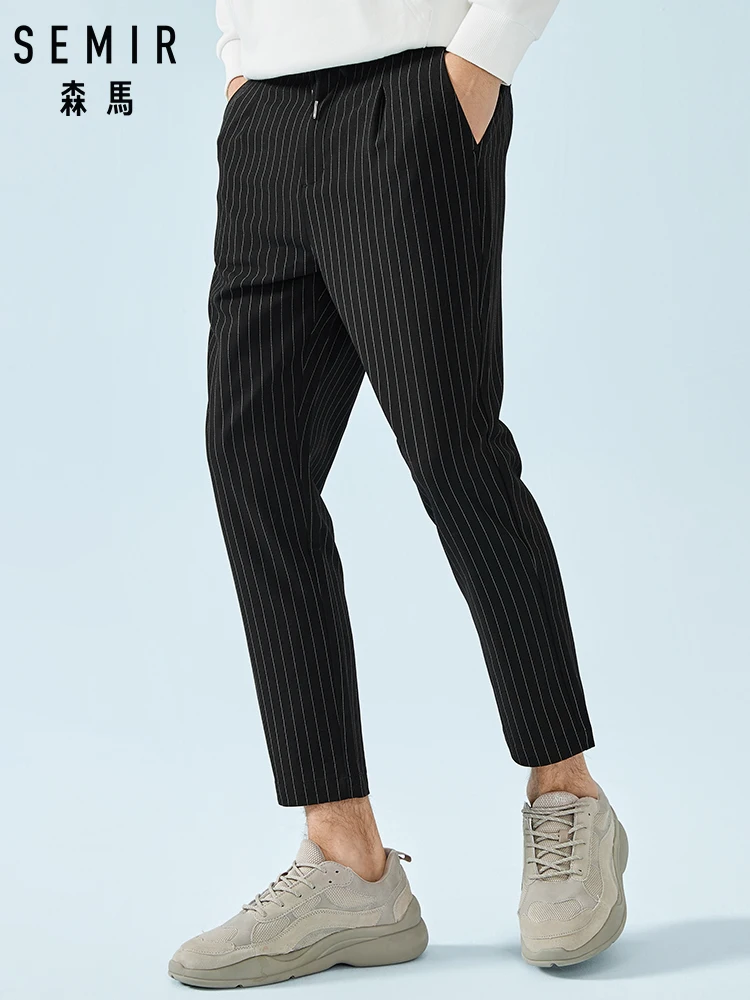 Мужские брюки в полоску SEMIR узкие длиной до щиколотки из мягкого хлопка с