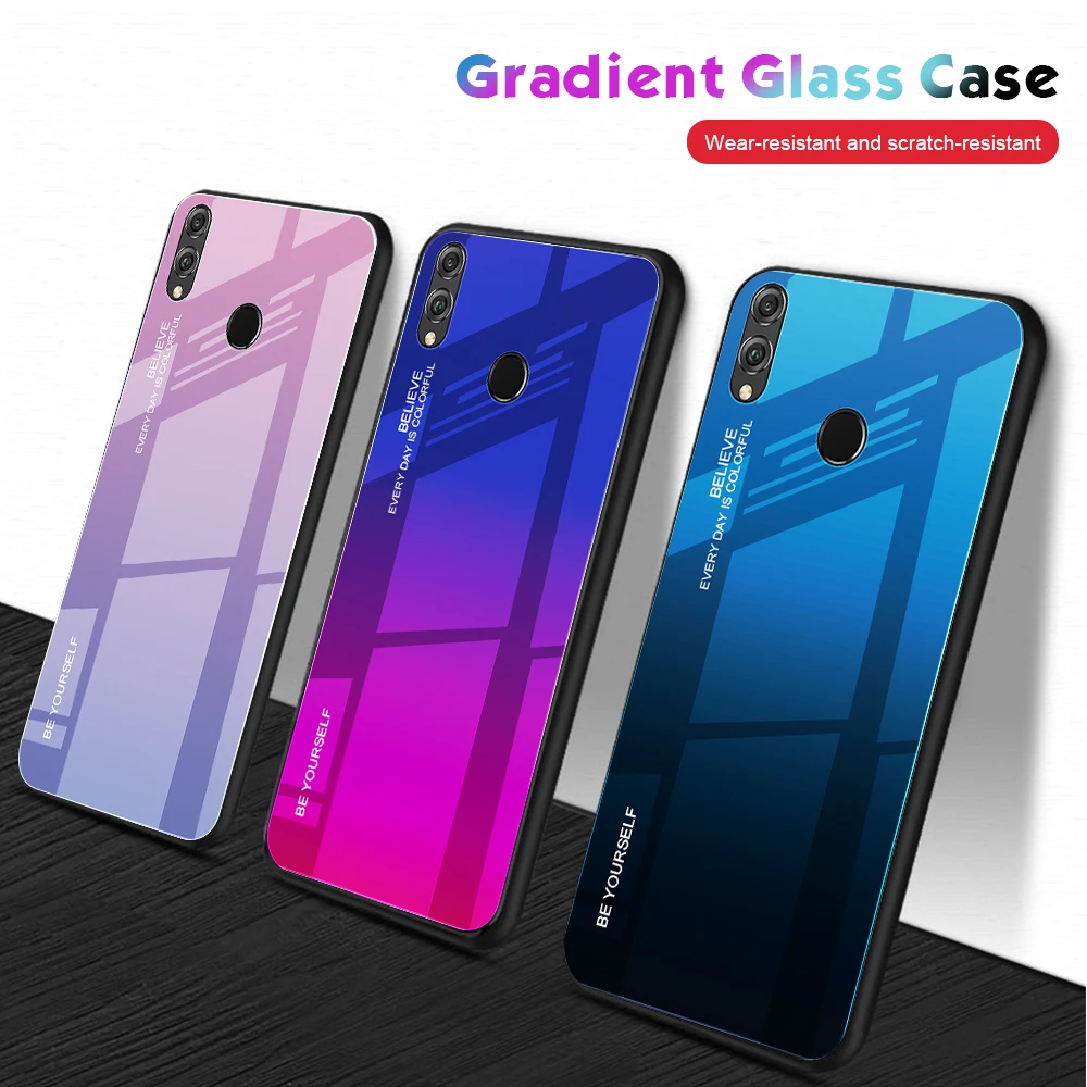 Чехол Huawei стеклянный чехол с плавным изменением цвета для Y9 Y6prime P smart Plus 2019 г. Nova 4E