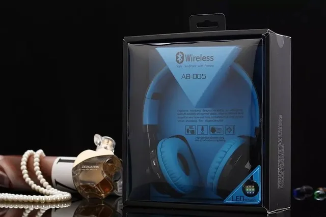 Dosmix беспроводные Bluetooth наушники супер бас Складная гарнитура стерео гарнитура с шумоподавителем с светодиодный подсветкой для iPhone xiaomi - Цвет: Blue with box