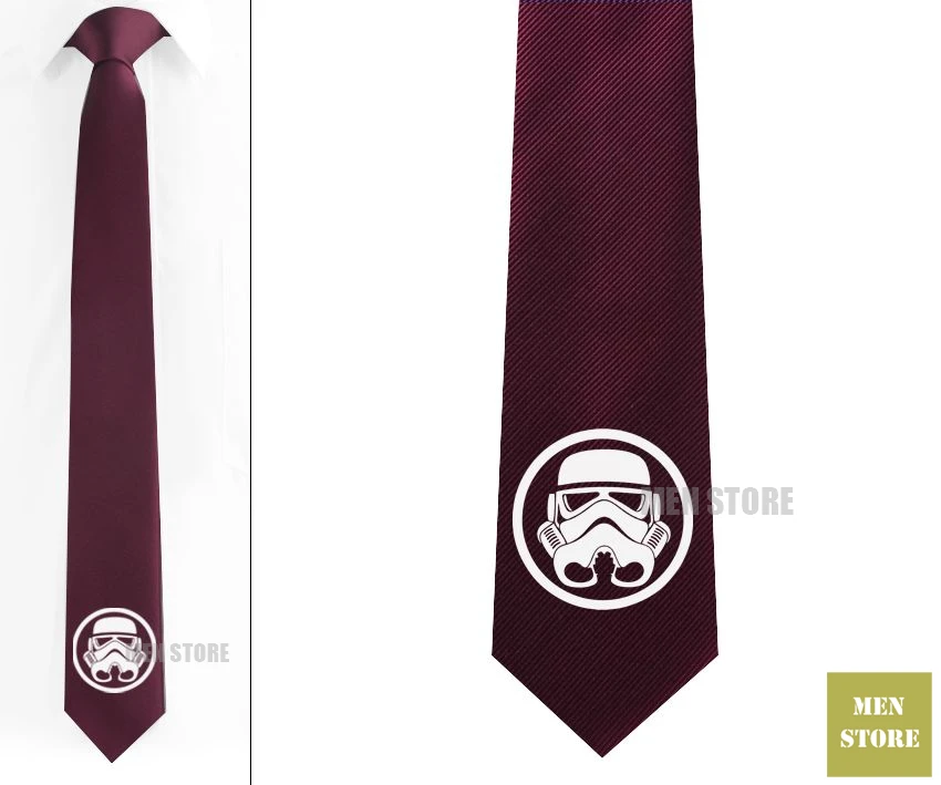 Dark Red tie-White Звездные войны Штурмовик сигил Мужские жаккардовые тканые узкие 2," галстук 6 см Галстук Свадебная вечеринка галстук для жениха запонки LK014M - Цвет: Dark Red tie-White