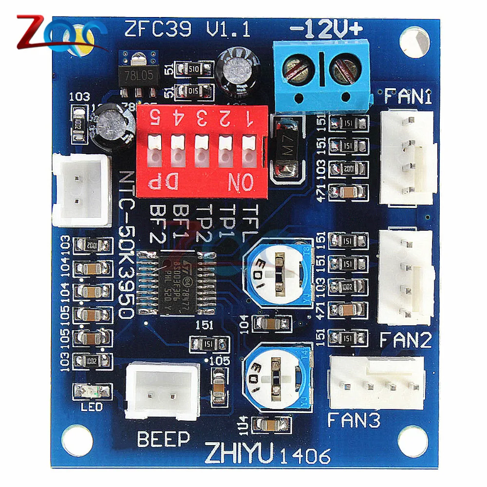 DC 12V 5A PWM PC Вентилятор, температурный регулятор скорости, модуль cpu, высокая температура, сигнал тревоги с гудением, зонд для Arduino, радиатор