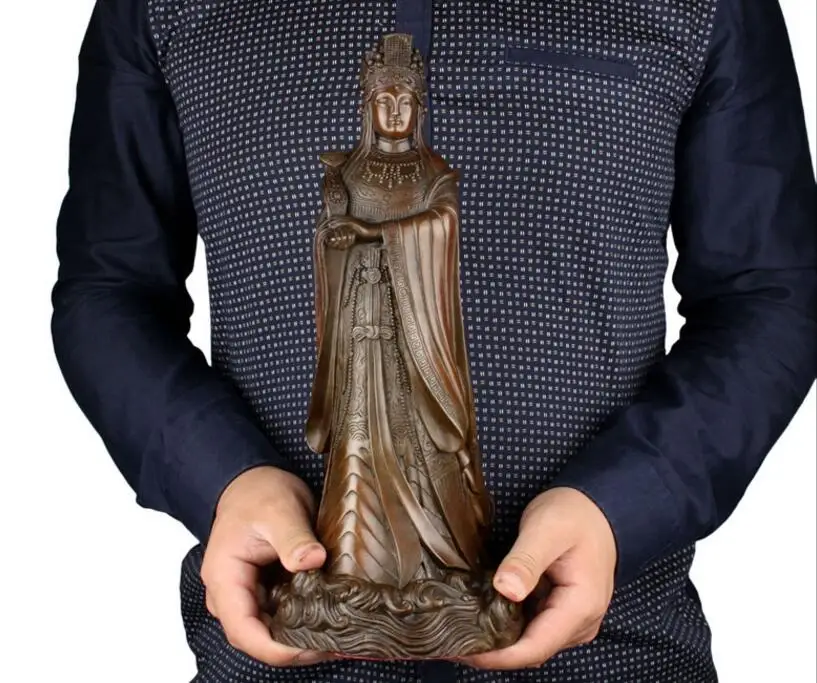 

L SIZE--GOOD MAZU statue # TAIWAN family HOME efficacious Protection -Sea God Mazu Guanyin bronze statue-bless Safety Health-