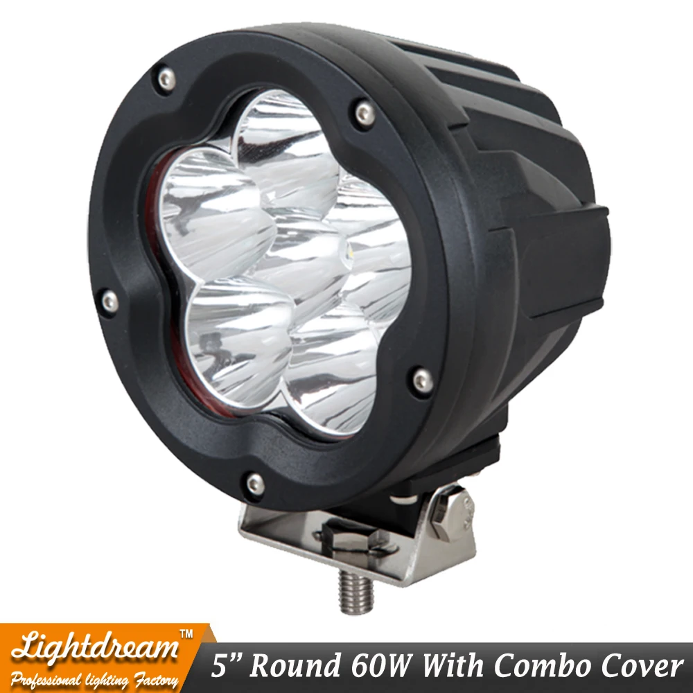 2PCS 5INCH 60W LED WORK LIGHT SPOT FLOOD BEAM FOG LAMP FOR OFFROAD MACHINERY 4WD ATV SUV USE TRACTOR DRIVING Free shipping | Автомобили и