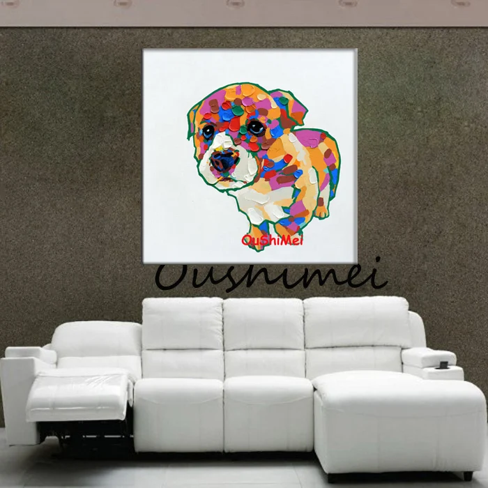 

New Hand Painted Abstract Dog Picture On Canvas Oil Painting Modern Wall Painting Acrylic Paintings Lovely Animals Pictures