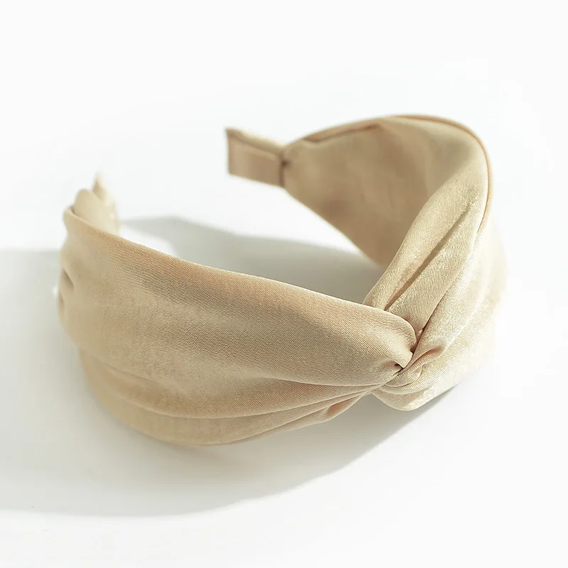 D beige AWAYTR, Женская повязка на голову, одноцветная, крученая, лента для волос, бант, перекрестный галстук, ткань, повязка на голову, обруч для волос, головные уборы, аксессуары, ленты для волос - Цвет: D beige