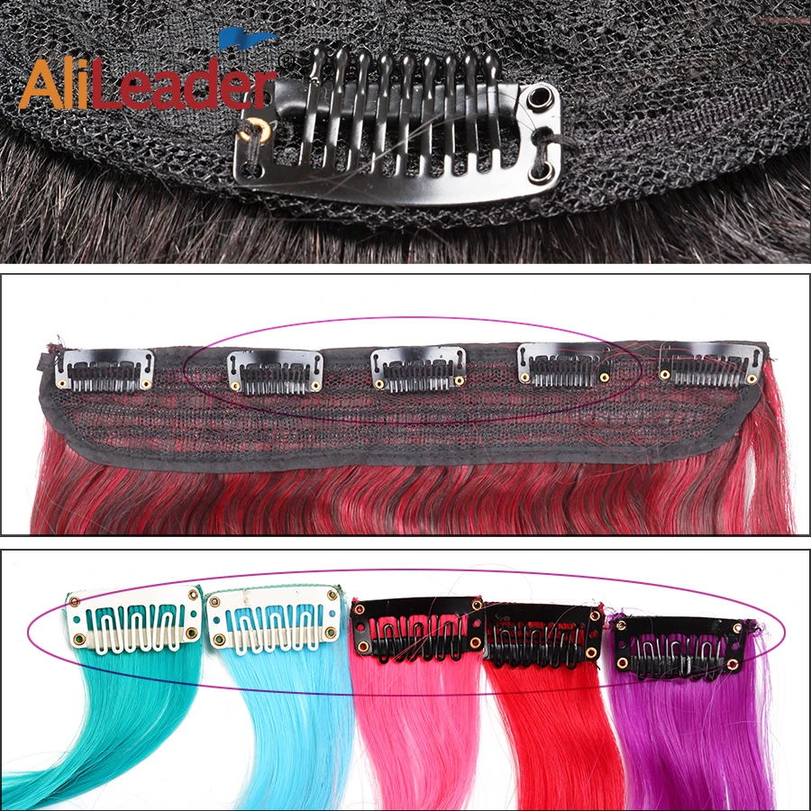 Alileader 20Pcs/Lot Clip In Hair Extension Wig Clips For Human Hair Bangs Snap Hair Clips For Extensions Metal Comb For Closure images - 6