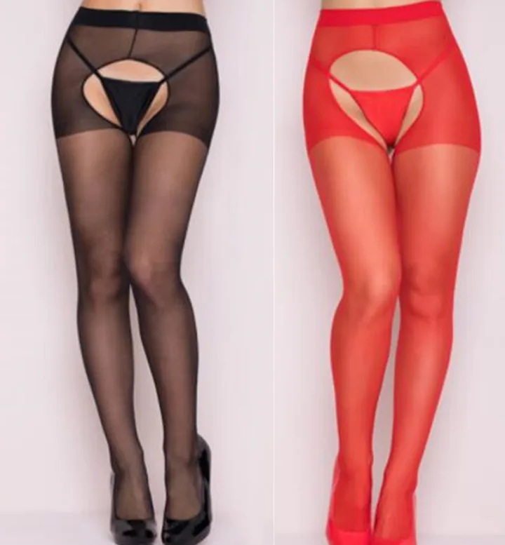 Black with Red SHENGRENMEI Новинка, колготки, модные колготки, красно-белые чулки для женщин, Дамское Сексуальное белье, открытая промежность, колготки, Прямая поставка - Цвет: Black with Red