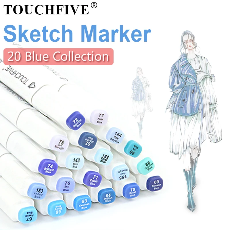 TOUCHFIVE 20 синий дизайн цвета набор маркеров на спиртовой основе маркеры эскиз
