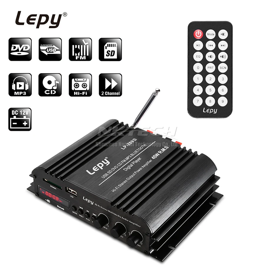LP-269S Lepy Bluetooth автомобильный усилитель цифровой плеер HIFI стерео аудио Мощность 2CH 45 Вт домашняя мультимедийная поддержка SD USB FM MP3 DVD CD