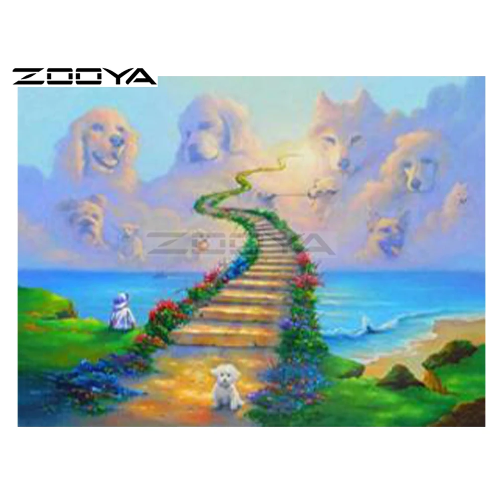 ZOOYA 5D DIY Алмазная собака облако лестница цветок морской пейзаж алмазная живопись
