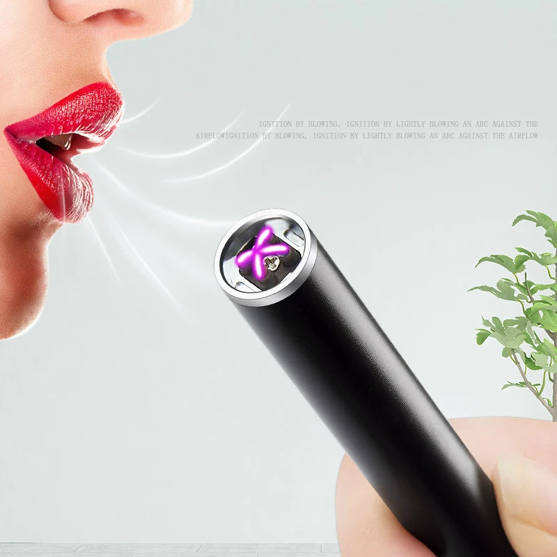 Креативная ветрозащитная дующая USB Зажигалка для дуговой зарядки двойная