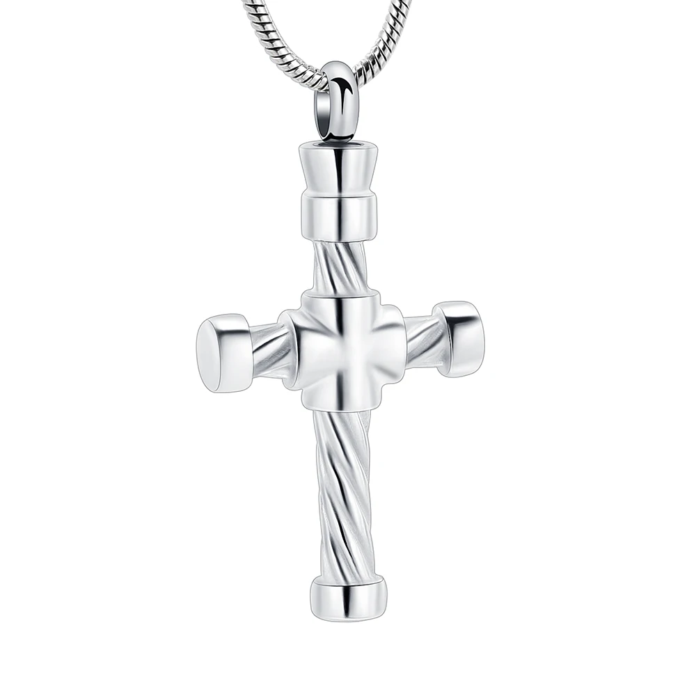

IJD11311 Stainless Steel Cross Design Cremation Jewelry Memorial Keepsake Urn Necklace for ash for Women/Men