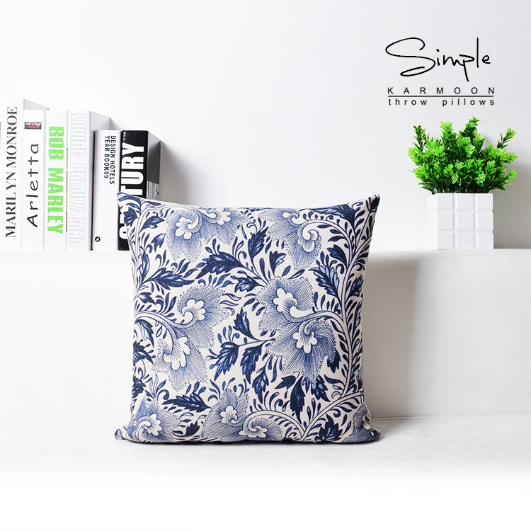 Синий и белый подушка &quotфарфор&quot Чехлы Цветы птицы подушки Чехол 45х45см 30х50см