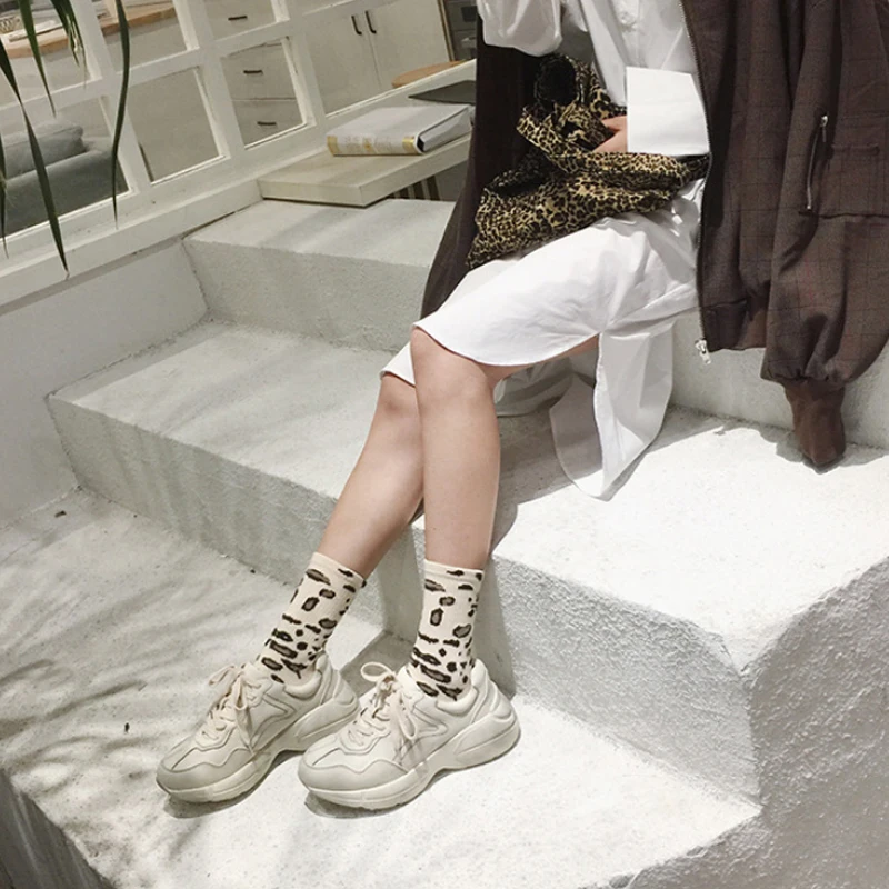 

2018 new Popular High Quality Leopard Cotton Harajuku 1Pair Women Soft Funny Sock Casual Ladies Stretchy Hot Sale Personality