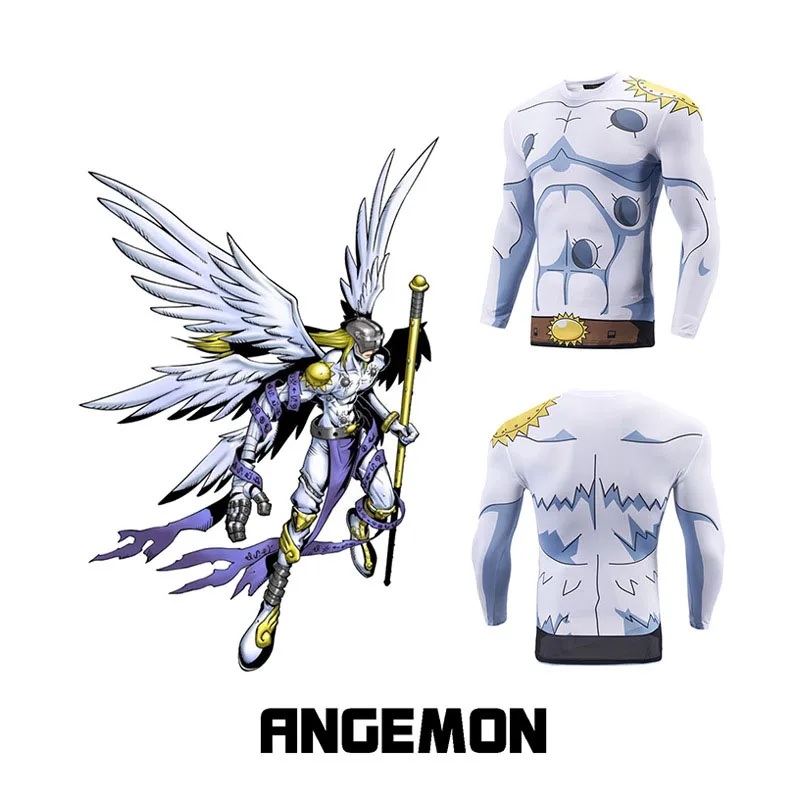 Аниме Digimon Angemon спортивный топ для фитнеса футболка с 3D принтом компрессионный