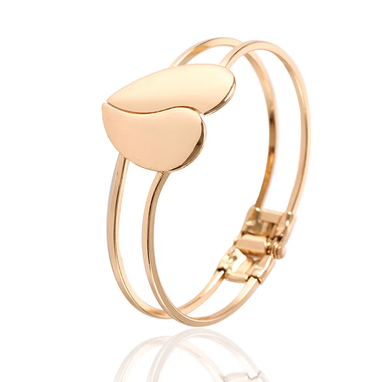 2018 New Fashion Two-sided Heart-shaped bracelet Women's metal alloy Gold accessories Jewelry Gifts For Women | Украшения и