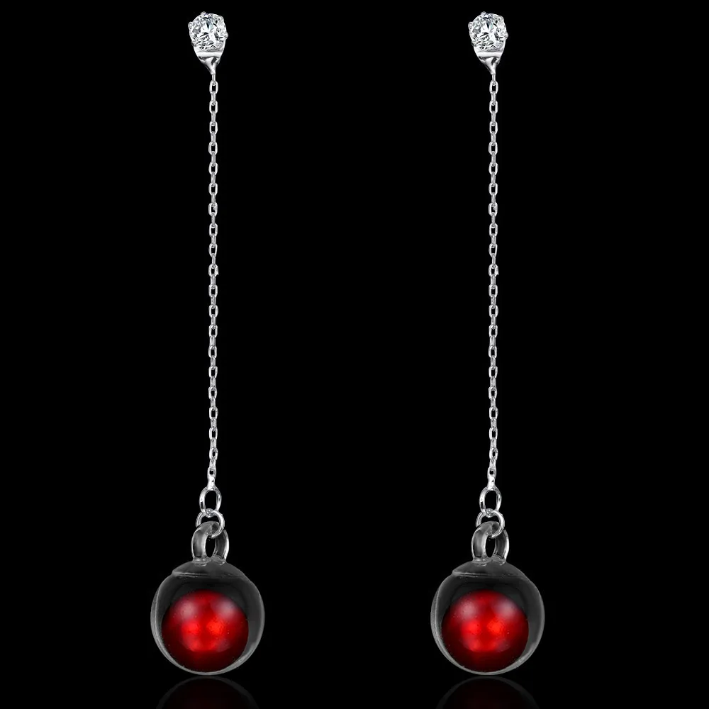 Женские акриловые висячие серьги HanCheng Длинные круглые с пятицветными шариками