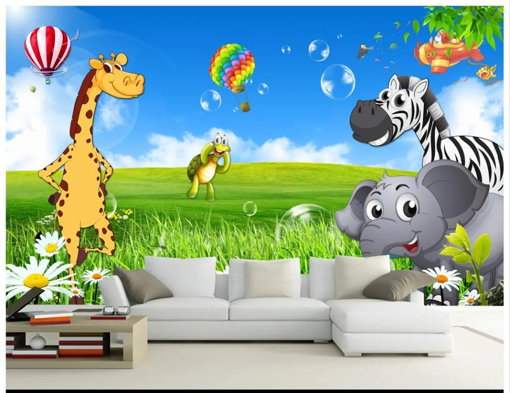 3d обои для стен детей Мультяшные с животными домашний декор|3d wallpaper|wallpaper for wallscustom