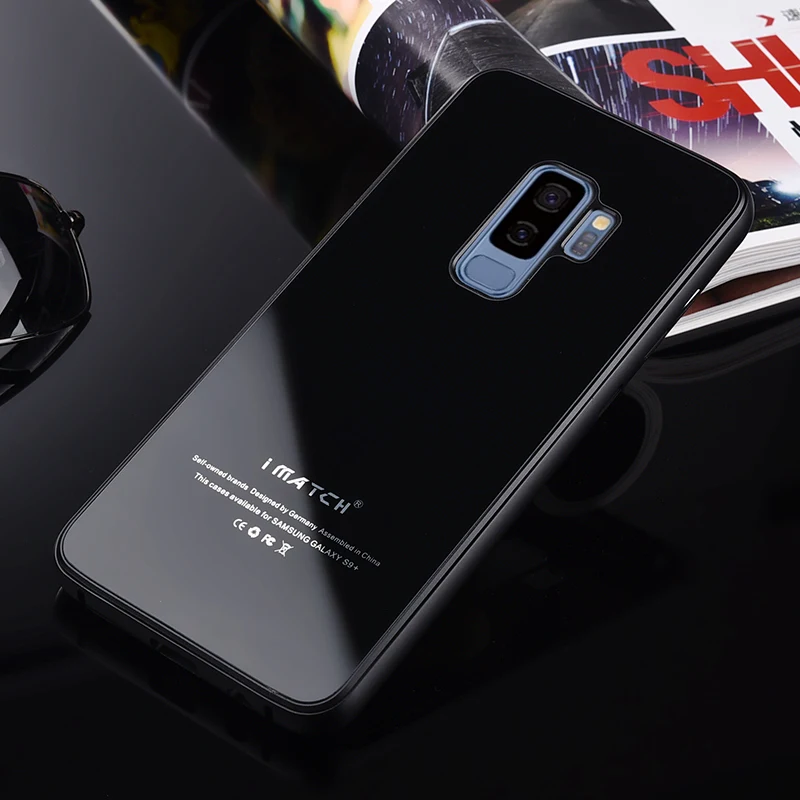 Оригинальный чехол IMATCH для Samsung Galaxy S9 Plus металлическая рамка 9H закаленное стекло