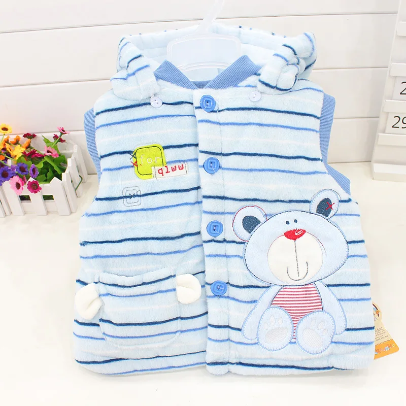 Милый детский жилет с рисунком медведя для девочек новорожденных хлопковая