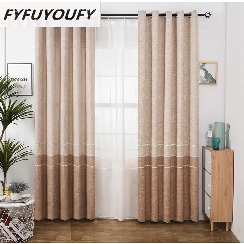 

Japan Style Thick Faux Linen Window Curtain Living Room for Bedroom Window Modern Tulle Blackout Curtain Drapes Custom Made