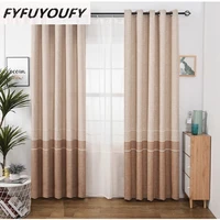 japan style thick faux linen window curtain living room for bedroom window modern tulle blackout curtain drapes custom made