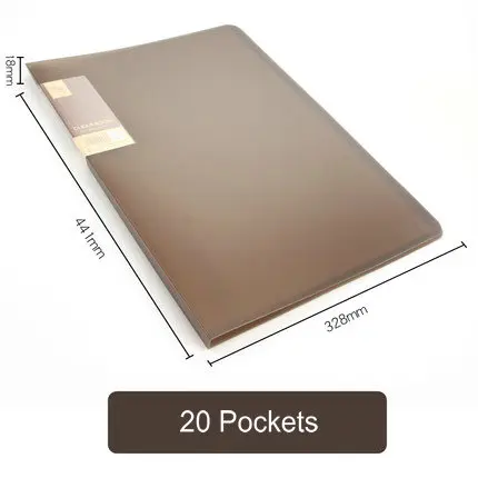20 Pockets 20 Вт, 30 Вт, 40/60 Карманы школьная буклет A3 прозрачный файл Органайзер ПВХ чехла-книжки офисный органайзер для документов - Цвет: 20 Pockets