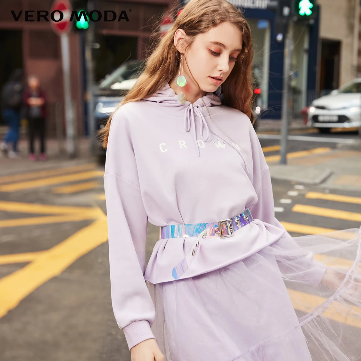Женская толстовка с надписью и стразами Vero Moda ребристые манжеты свободная