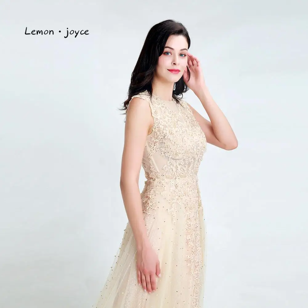 Lemon joyce Роскошные вечерние платья цвета шампанского 2020 сексуальные иллюзионные