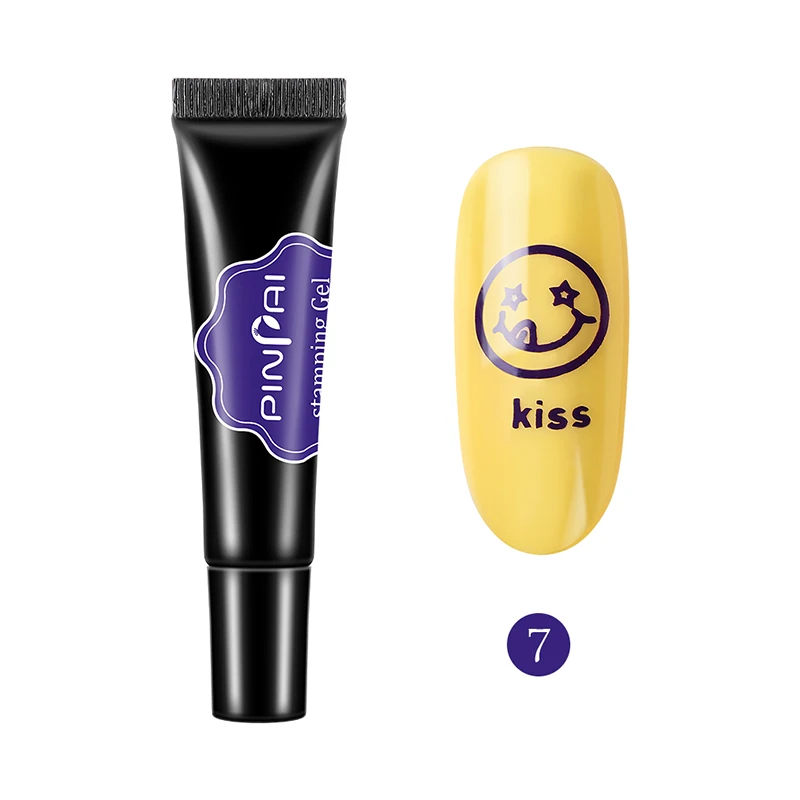 NO.7 Dark Purple Гель-лак для ногтей Pinpai, 8 мл, 8 цветов, печать с печатью, масло, УФ-лак для ногтей, лак для ногтей, тиснение, узор - Цвет: NO.7 Dark Purple