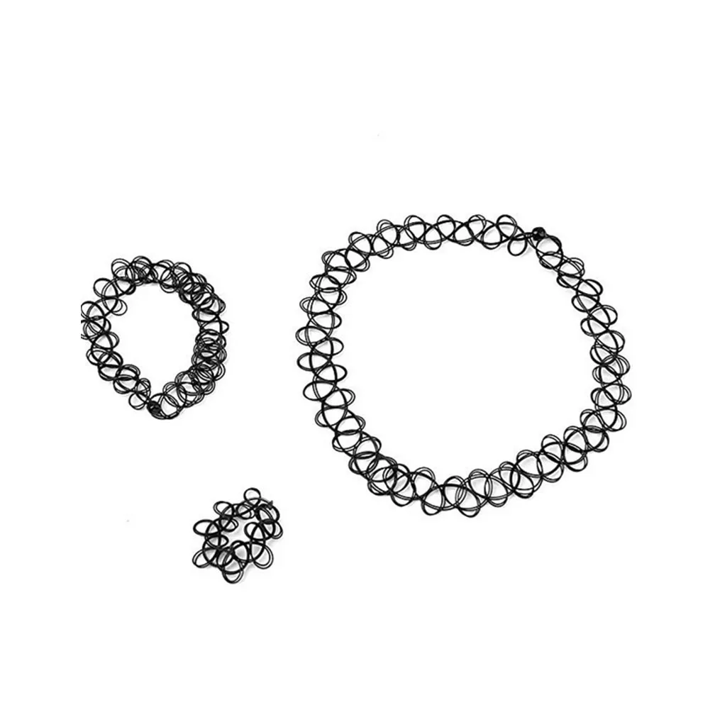 3 шт. тату обруч с кулоном и серьги растягивающийся Готический ожерелья узором из