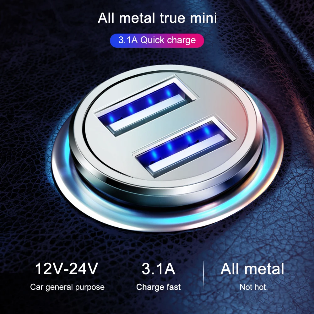 Металлическая Быстрая зарядка с двумя USB портами 5 В 3 1 а для iPhone X 8 XS MAX 7 Xiaomi