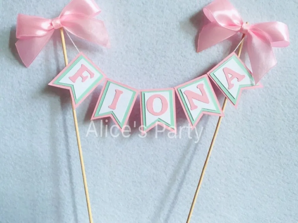 Персонализированные Дети Девушка Имя торт Топпер бандаж детский душ баннер флаг