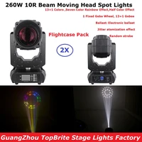 flightcase pack 260w 10r moving head spot stage lighting 17ch top quality moving head beam lights with 14 colors and 14 gobos
