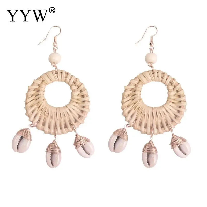 Украшения для пляжа из бамбука деревянные плетеные серьги ротанга и лозы с