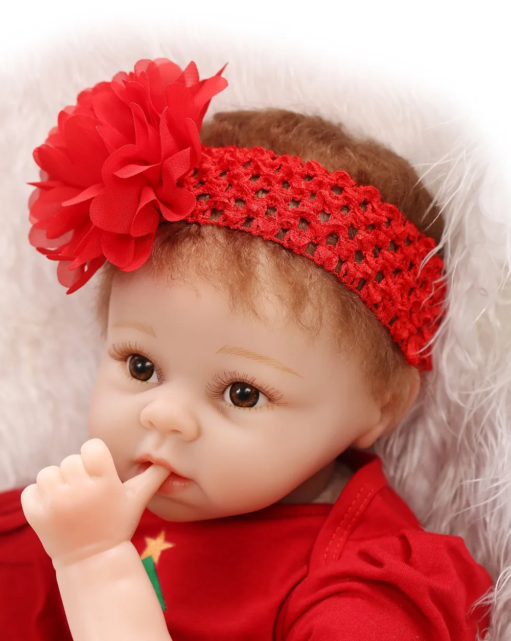 22 дюйма 55 см bebe игрушка подарок Новорожденные куклы ткань боди красное