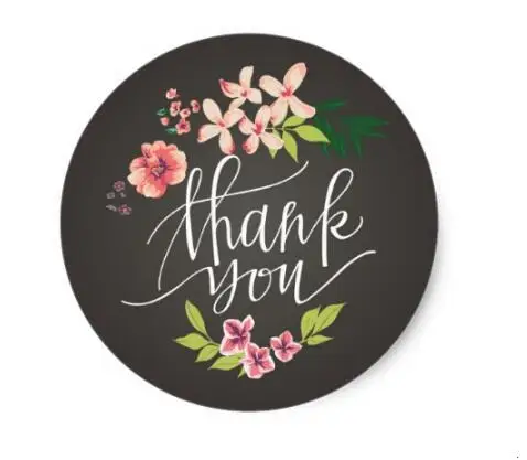 

1.5inch Flowers on Chalkboard Thank You class round Sticker
