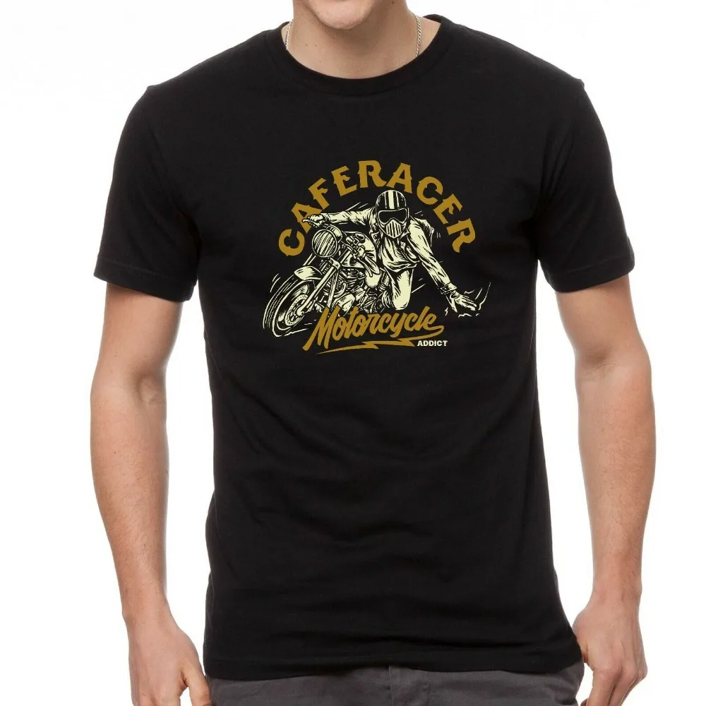 

Tee Shirt Cafe Racer Tracker Vintage Racing Motorcycle High Quality Men'S Cotton Clothing T-Shirts Ringer T Shirt