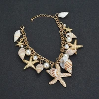 handmade nature shell starfish conch bracelet bangle for women diy summer style beach jewelry